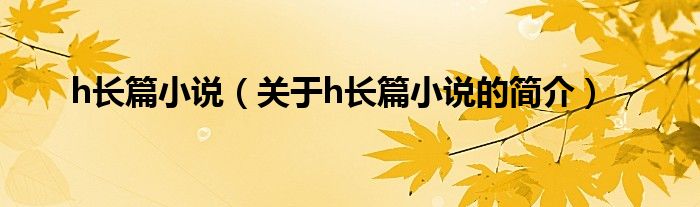 h長篇小說（關(guān)于h長篇小說的簡介）