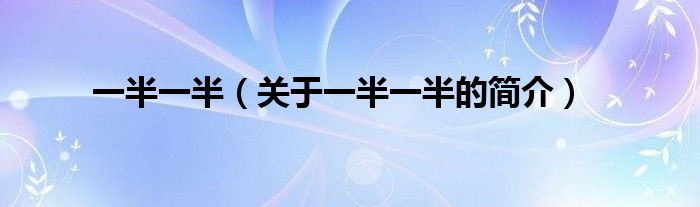 一半一半（關(guān)于一半一半的簡(jiǎn)介）