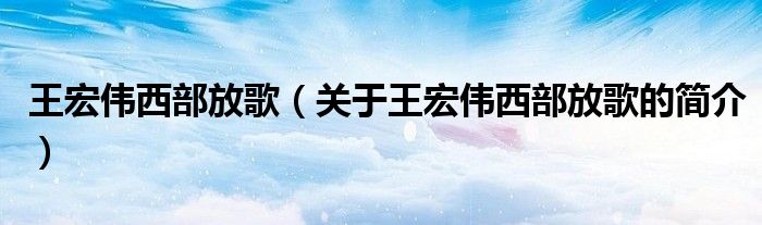 王宏偉西部放歌（關(guān)于王宏偉西部放歌的簡(jiǎn)介）