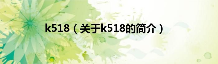 k518（關(guān)于k518的簡介）