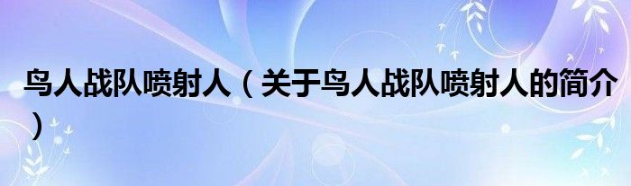 鳥人戰(zhàn)隊噴射人（關(guān)于鳥人戰(zhàn)隊噴射人的簡介）