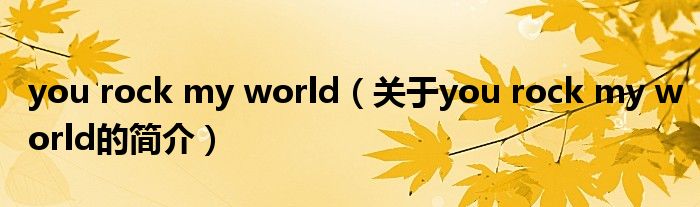 you rock my world（關(guān)于you rock my world的簡介）