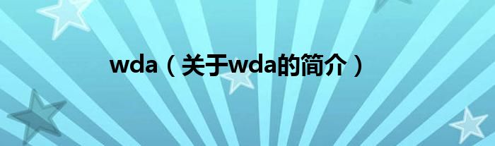 wda（關(guān)于wda的簡(jiǎn)介）