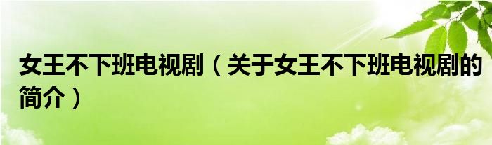 女王不下班電視?。P(guān)于女王不下班電視劇的簡(jiǎn)介）