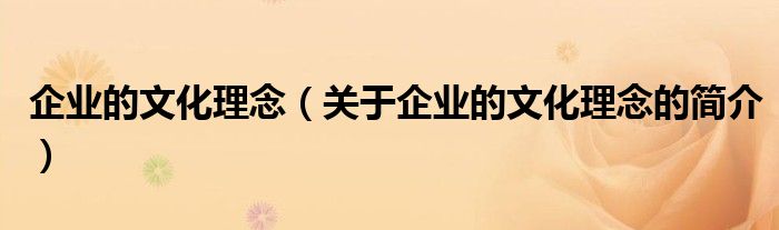 企業(yè)的文化理念（關(guān)于企業(yè)的文化理念的簡(jiǎn)介）