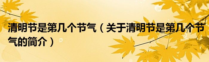 清明節(jié)是第幾個節(jié)氣（關(guān)于清明節(jié)是第幾個節(jié)氣的簡介）