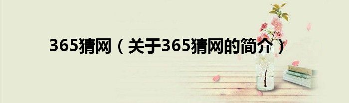 365猜網(wǎng)（關(guān)于365猜網(wǎng)的簡介）