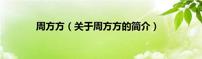 周方方（關(guān)于周方方的簡(jiǎn)介）