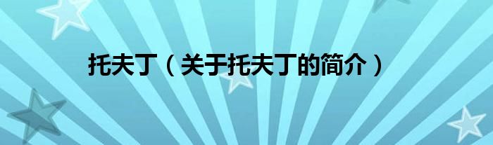 托夫?。P(guān)于托夫丁的簡介）