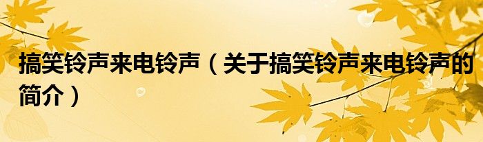 搞笑鈴聲來電鈴聲（關(guān)于搞笑鈴聲來電鈴聲的簡介）