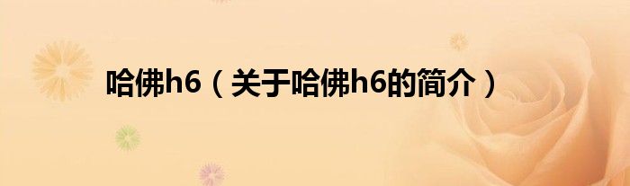 哈佛h6（關(guān)于哈佛h6的簡介）