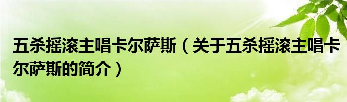 五殺搖滾主唱卡爾薩斯（關(guān)于五殺搖滾主唱卡爾薩斯的簡介）