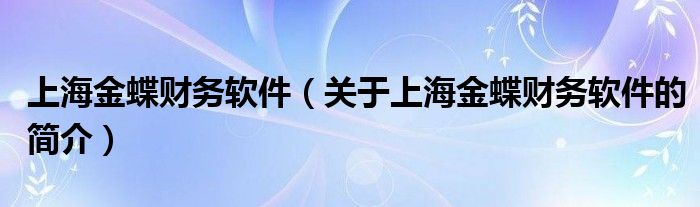 上海金蝶財(cái)務(wù)軟件（關(guān)于上海金蝶財(cái)務(wù)軟件的簡(jiǎn)介）