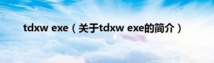 tdxw exe（關(guān)于tdxw exe的簡(jiǎn)介）