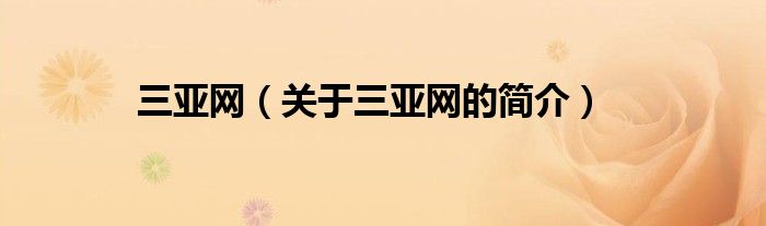 三亞網(wǎng)（關(guān)于三亞網(wǎng)的簡介）