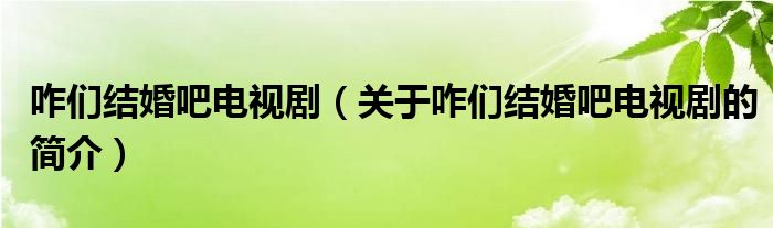 咋們結(jié)婚吧電視?。P(guān)于咋們結(jié)婚吧電視劇的簡介）