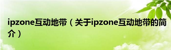 ipzone互動地帶（關于ipzone互動地帶的簡介）