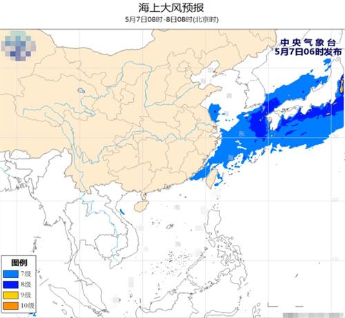 海上大風預警：黃海、東海及臺灣附近海域強風來襲